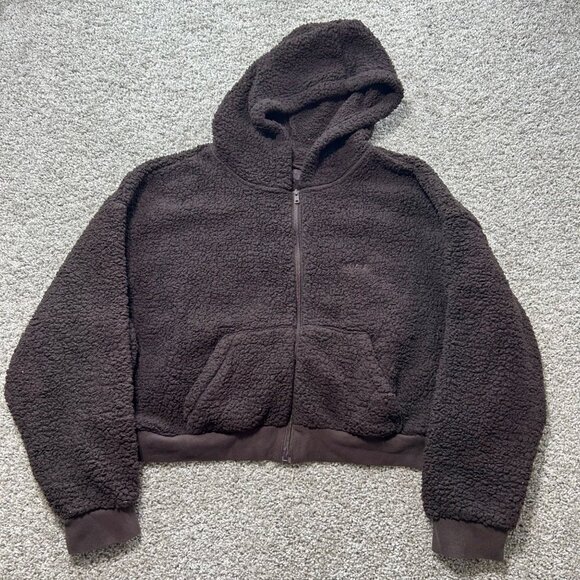 Skims Womens Brown Teddy Fleece Zip-Up Hoodie 3X - Picture 2 of 10